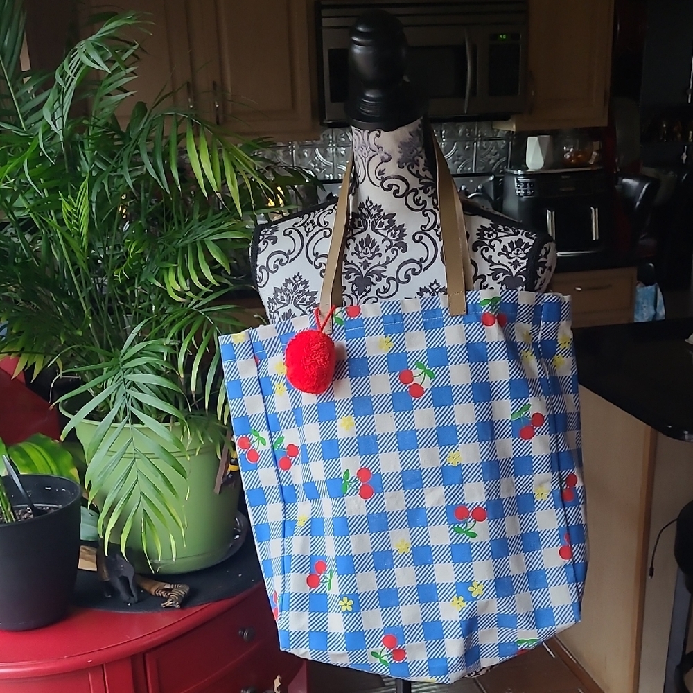 Checkered Canvas Tote Bag